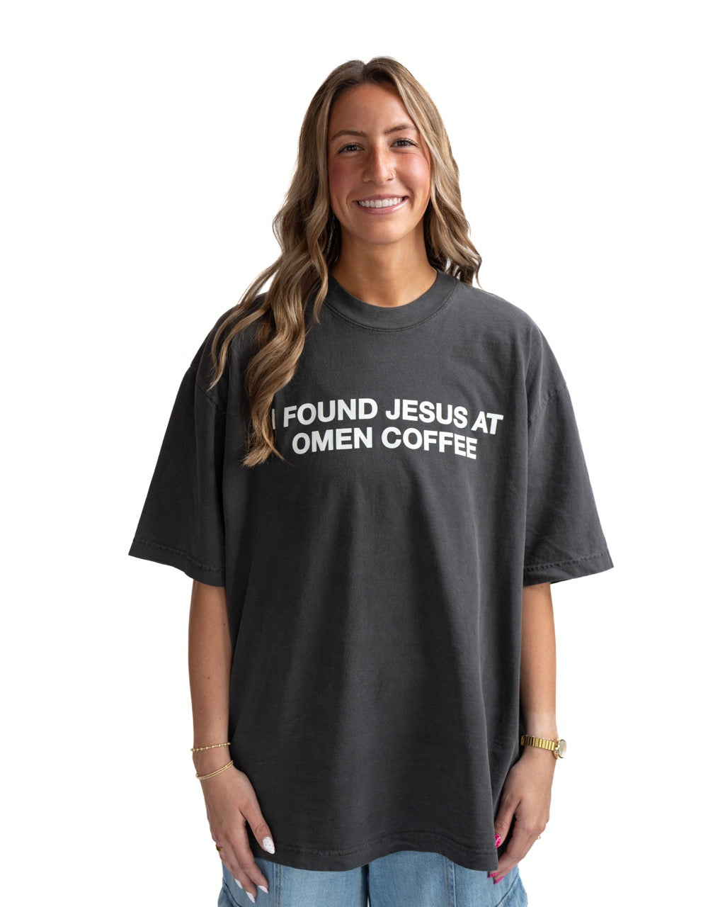 dress in all black like the omen I Found Jesus T-Shirt – Coffee Co Inseam:Tall-35
